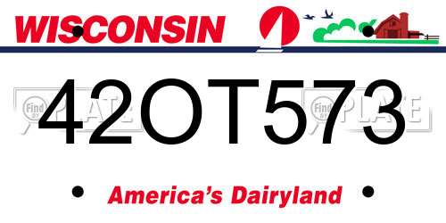 42OT573 Wisconsin License Plate