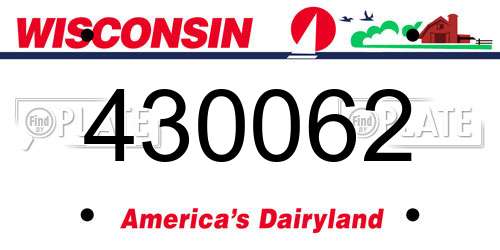 430062 Wisconsin License Plate