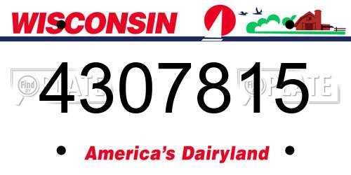 4307815 Wisconsin License Plate