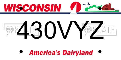 430VYZ Wisconsin License Plate