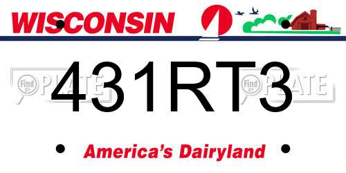 431RT3 Wisconsin License Plate