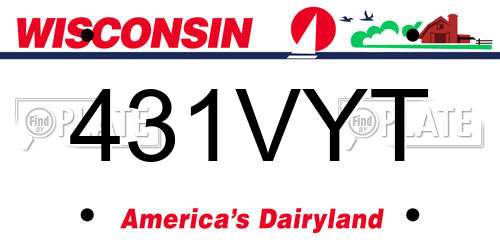 431VYT Wisconsin License Plate