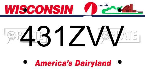 431ZVV Wisconsin License Plate