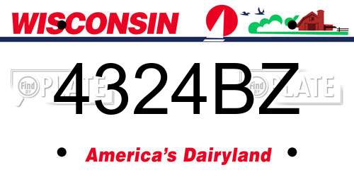 4324BZ Wisconsin License Plate