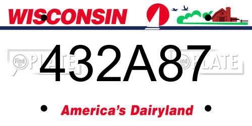 432A87 Wisconsin License Plate