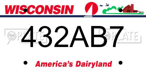 432AB7 Wisconsin License Plate