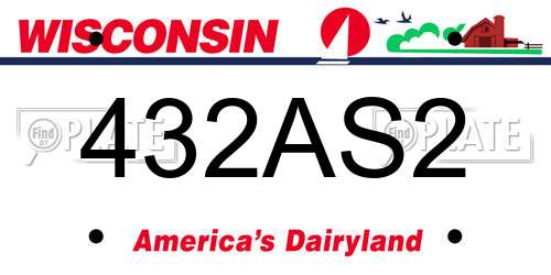 432AS2 Wisconsin License Plate
