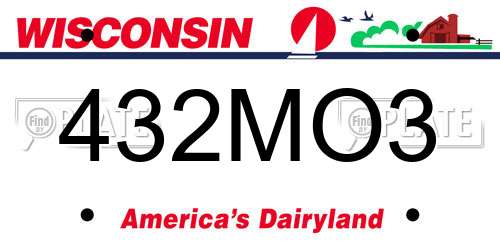 432MO3 Wisconsin License Plate