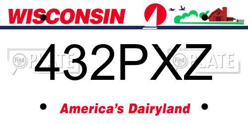 432PXZ Wisconsin License Plate