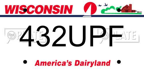 432UPF Wisconsin License Plate
