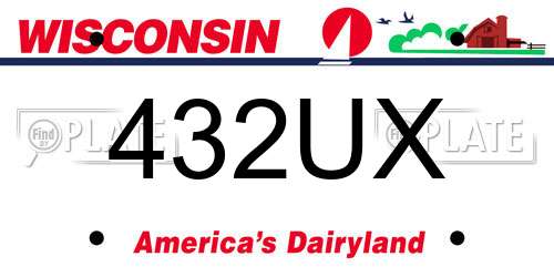 432UX Wisconsin License Plate