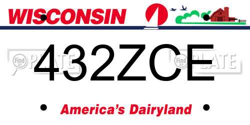 432ZCE Wisconsin License Plate