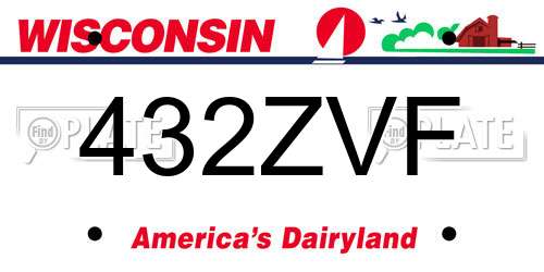 432ZVF Wisconsin License Plate