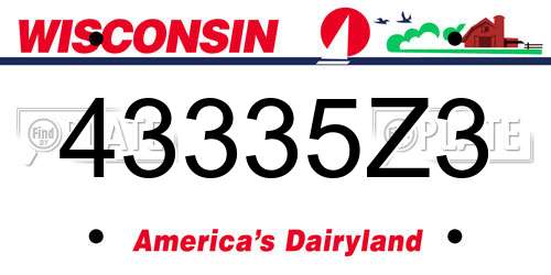 43335Z3 Wisconsin License Plate