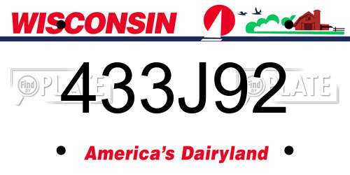 433J92 Wisconsin License Plate