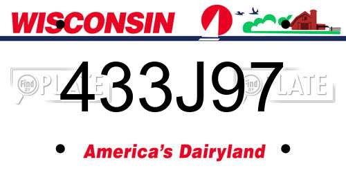 433J97 Wisconsin License Plate