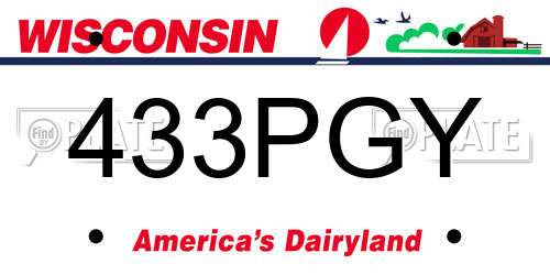 433PGY Wisconsin License Plate