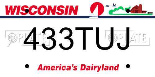 433TUJ Wisconsin License Plate