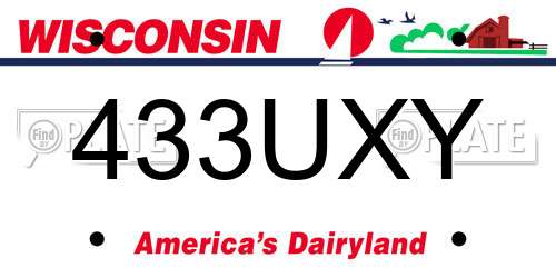 433UXY Wisconsin License Plate