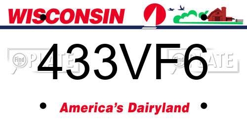 433VF6 Wisconsin License Plate
