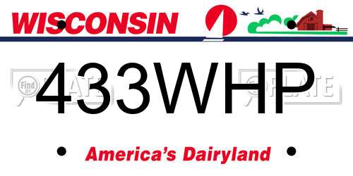 433WHP Wisconsin License Plate