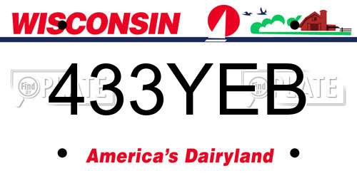433YEB Wisconsin License Plate