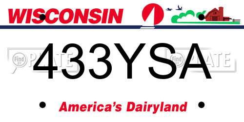 433YSA Wisconsin License Plate