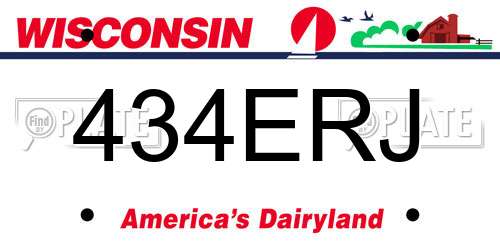 434ERJ Wisconsin License Plate