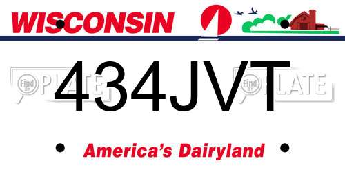434JVT Wisconsin License Plate