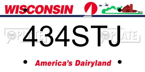434STJ Wisconsin License Plate