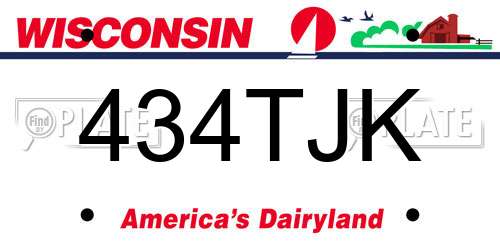 434TJK Wisconsin License Plate