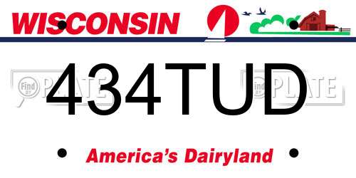 434TUD Wisconsin License Plate