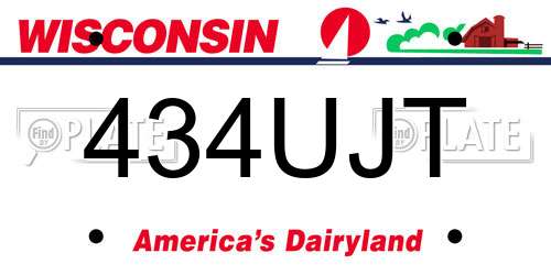 434UJT Wisconsin License Plate