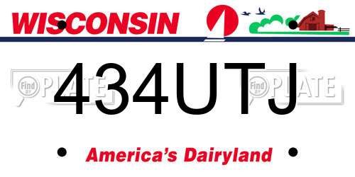 434UTJ Wisconsin License Plate