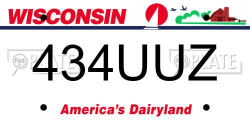 434UUZ Wisconsin License Plate