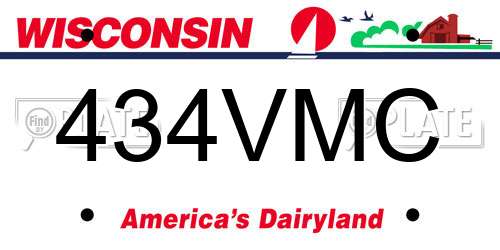 434VMC Wisconsin License Plate