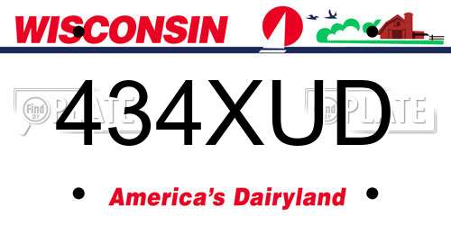 434XUD Wisconsin License Plate
