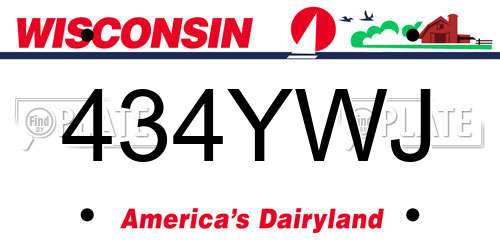 434YWJ Wisconsin License Plate