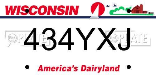 434YXJ Wisconsin License Plate