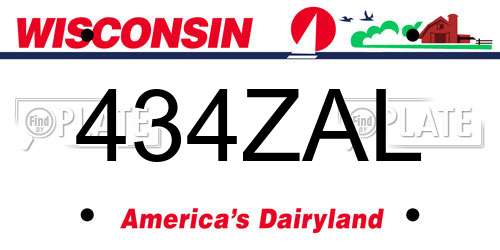 434ZAL Wisconsin License Plate