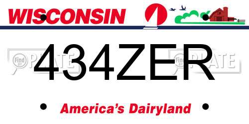 434ZER Wisconsin License Plate