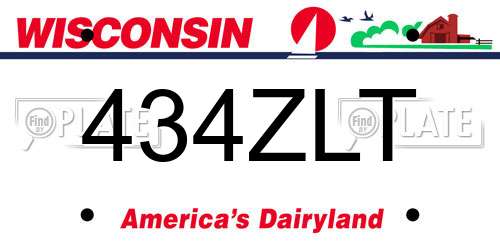 434ZLT Wisconsin License Plate