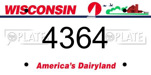 4364 Wisconsin License Plate