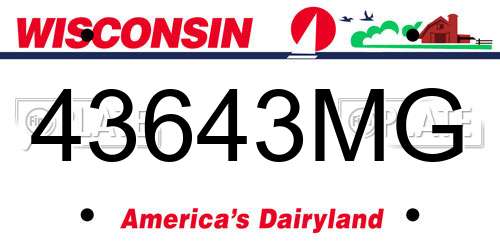 43643MG Wisconsin License Plate