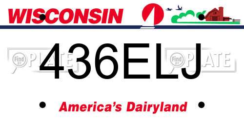 436ELJ Wisconsin License Plate