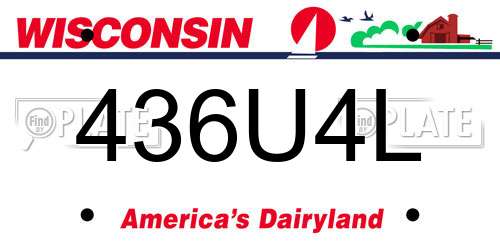 436U4L Wisconsin License Plate