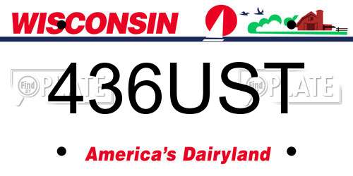 436UST Wisconsin License Plate