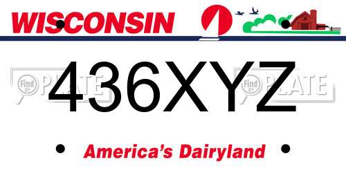 436XYZ Wisconsin License Plate
