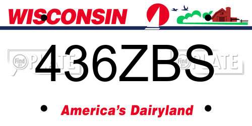 436ZBS Wisconsin License Plate