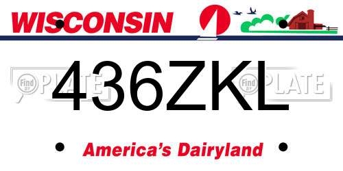 436ZKL Wisconsin License Plate